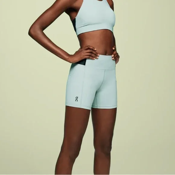 On Running Women's Mint and Black Sprinter Bike Shorts - Picture 2 of 6